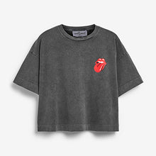 Load image into Gallery viewer, Rolling Stones Charcoal Gray Crop Boxy Short Sleeve T-Shirt