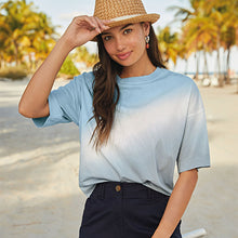 Load image into Gallery viewer, Blue Tie Dye Crop Boxy Short Sleeve T-Shirt