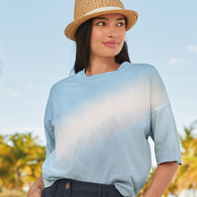 Load image into Gallery viewer, Blue Tie Dye Crop Boxy Short Sleeve T-Shirt