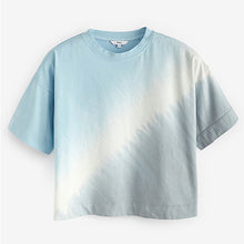Load image into Gallery viewer, Blue Tie Dye Crop Boxy Short Sleeve T-Shirt