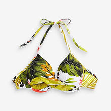 Load image into Gallery viewer, White Tropical Print Bikini Top