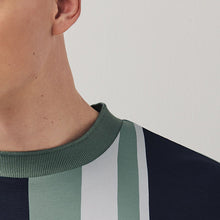 Load image into Gallery viewer, Green Navy Blue Vertical Stripe T-Shirt