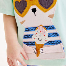 Load image into Gallery viewer, Mint Green Cat Appliqué T-Shirt (3mths-6yrs)