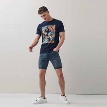 Load image into Gallery viewer, Smokey Blue Skinny Fit Denim Shorts