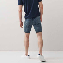 Load image into Gallery viewer, Smokey Blue Skinny Fit Denim Shorts