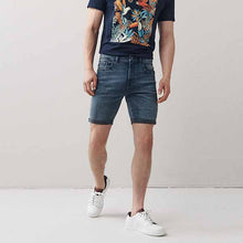 Load image into Gallery viewer, Smokey Blue Skinny Fit Denim Shorts
