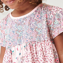 Load image into Gallery viewer, Pink Mixed Floral Short Sleeve Jersey Dress (3mths-6yrs)