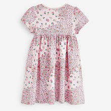 Load image into Gallery viewer, Pink Mixed Floral Short Sleeve Jersey Dress (3mths-6yrs)