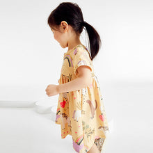 Load image into Gallery viewer, Yellow Unicorn Short Sleeve Jersey Dress (3mths-6yrs)