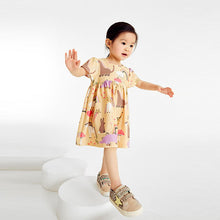 Load image into Gallery viewer, Yellow Unicorn Short Sleeve Jersey Dress (3mths-6yrs)