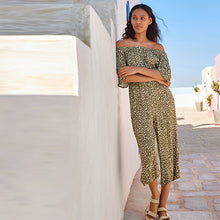 Load image into Gallery viewer, Khaki Green Off Shoulder Jumpsuit