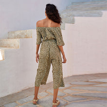 Load image into Gallery viewer, Khaki Green Off Shoulder Jumpsuit