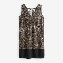 Load image into Gallery viewer, Animal Print Linen Blend Summer Shift Dress