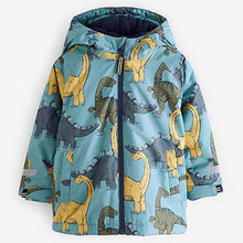 Load image into Gallery viewer, Light Blue Dinosaur Waterproof Jacket (3mths-5yrs)
