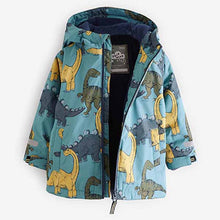 Load image into Gallery viewer, Light Blue Dinosaur Waterproof Jacket (3mths-5yrs)