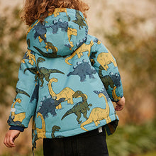 Load image into Gallery viewer, Light Blue Dinosaur Waterproof Jacket (3mths-5yrs)