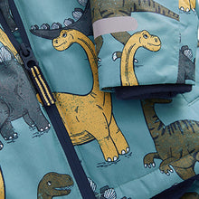 Load image into Gallery viewer, Light Blue Dinosaur Waterproof Jacket (3mths-5yrs)