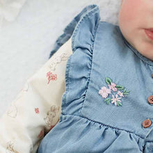 Load image into Gallery viewer, Blue Denim Bunny Appliqué Baby Dungarees With Matching Bodysuit (0mths-18mths)