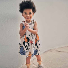 Load image into Gallery viewer, White Disney Print Sleeveless Dress (3mths-5yrs)