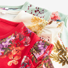 Load image into Gallery viewer, Green/Red Floral 3 Pack Footless Sleepsuits With Zip (0-18mths)
