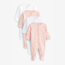 Load image into Gallery viewer, Pale Pink Delicate Bunny 4 Pack Baby Sleepsuits (0mth-18mths)