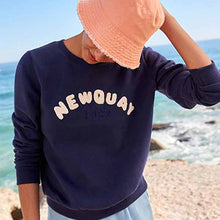Load image into Gallery viewer, Navy Blue Newquay Graphic Sweatshirt