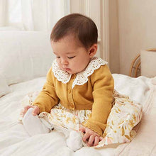 Load image into Gallery viewer, Ochre Yellow / Cream Baby Woven Prom Dress and Cardigan (0mths-18mths)