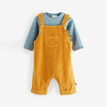 Load image into Gallery viewer, Ochre Yellow 2 Piece Cord Dungarees With Bodysuit (0mths-18mths)