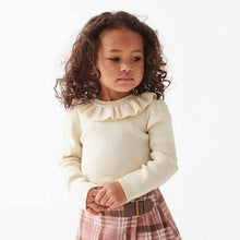 Load image into Gallery viewer, Ecru Cream Marl Frill Neck Jumper (3mths-5yrs)
