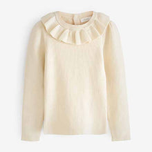 Load image into Gallery viewer, Ecru Cream Marl Frill Neck Jumper (3mths-5yrs)