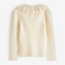Load image into Gallery viewer, Ecru Cream Marl Frill Neck Jumper (3mths-5yrs)