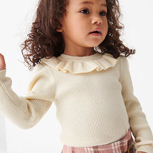 Load image into Gallery viewer, Ecru Cream Marl Frill Neck Jumper (3mths-5yrs)