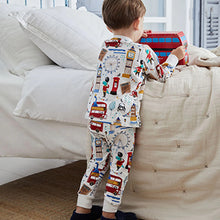 Load image into Gallery viewer, Blue/White London Dino Bus 3 Pack Snuggle Pyjamas (9mths-6yrs)