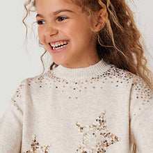 Load image into Gallery viewer, Ecru Cream Sequin Star Jumper (3-12yrs)