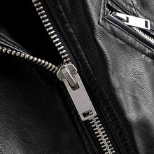 Load image into Gallery viewer, Black Faux Leather Biker Jacket