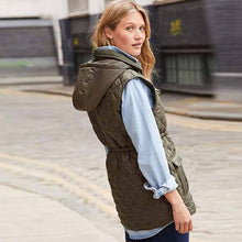 Load image into Gallery viewer, Khaki Green Quilted Gilet with Cord Collar