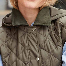 Load image into Gallery viewer, Khaki Green Quilted Gilet with Cord Collar