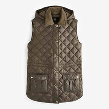 Load image into Gallery viewer, Khaki Green Quilted Gilet with Cord Collar