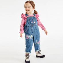Load image into Gallery viewer, Denim Butterfly Dungarees (3mths-6yrs)