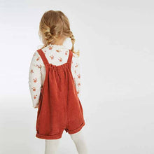 Load image into Gallery viewer, Rust Brown Cord Dungaree 3 Piece Set (3mths-6yrs)