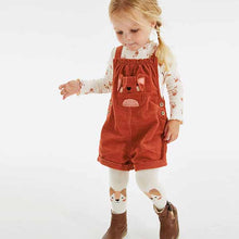 Load image into Gallery viewer, Rust Brown Cord Dungaree 3 Piece Set (3mths-6yrs)