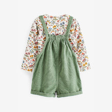 Load image into Gallery viewer, Green Cord Dungaree 3 Piece Set (3mths-6yrs)