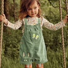 Load image into Gallery viewer, Green Cord Dungaree 3 Piece Set (3mths-6yrs)