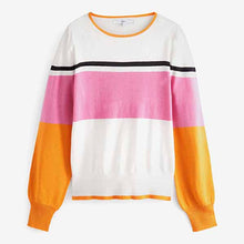 Load image into Gallery viewer, Pink/Orange Colourblock Crew Neck Jumper