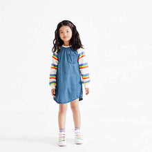 Load image into Gallery viewer, Rainbow Denim Raglan Dress (3-12yrs)