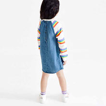 Load image into Gallery viewer, Rainbow Denim Raglan Dress (3-12yrs)