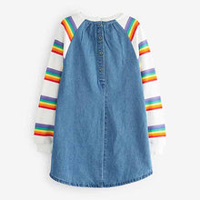 Load image into Gallery viewer, Rainbow Denim Raglan Dress (3-12yrs)