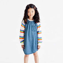 Load image into Gallery viewer, Rainbow Denim Raglan Dress (3-12yrs)