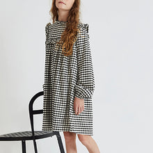 Load image into Gallery viewer, Black /White Gingham Check Dress (3-12yrs)