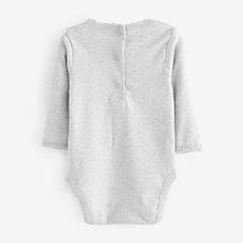 Load image into Gallery viewer, Pink/White/Grey Pointelle Baby Long Sleeve Bodysuits 3 Pack (0mth-18mths)